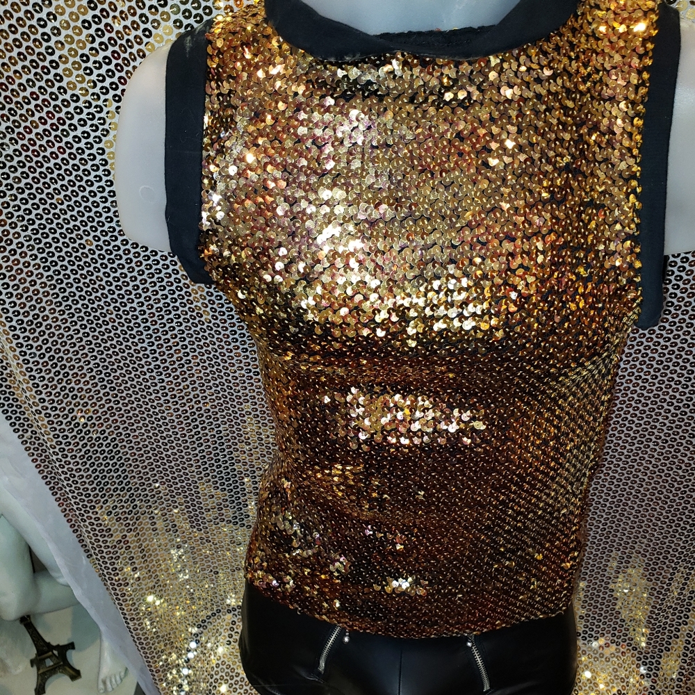 Men's  sequin custom couture club shirt med/lg